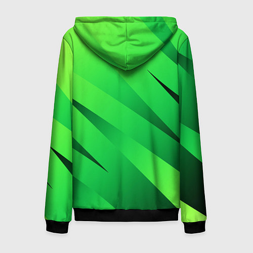 Мужская толстовка на молнии Сочный зелёный абстрактные полосы / 3D-Черный – фото 2