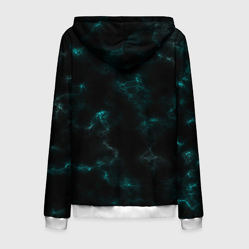 Мужская толстовка на молнии Color black turquoise / 3D-Белый – фото 2