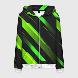 Толстовка 3D на молнии мужская Color black green, цвет: 3D-белый