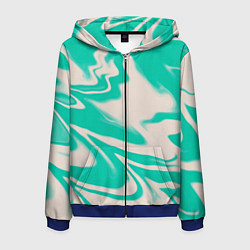 Толстовка 3D на молнии мужская Color white turquoise, цвет: 3D-синий