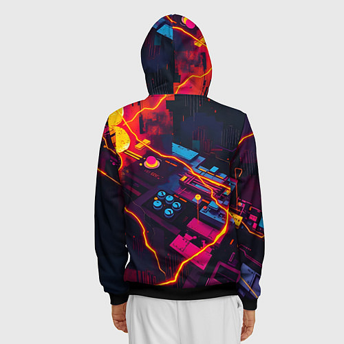 Мужская толстовка на молнии Техническая абстракция / 3D-Черный – фото 4