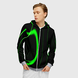 Толстовка 3D на молнии мужская Color green light green black, цвет: 3D-меланж — фото 2