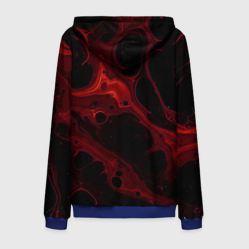 Мужская толстовка на молнии Черно-красная размытая абстракция / 3D-Синий – фото 2