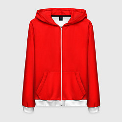 Толстовка 3D на молнии мужская Ярко красный алый, цвет: 3D-белый