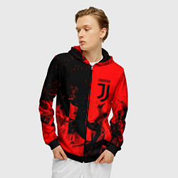 Толстовка 3D на молнии мужская Juventus огненнный, цвет: 3D-черный — фото 2