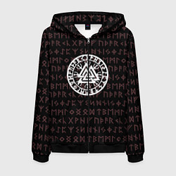 Толстовка 3D на молнии мужская Древние символы руны и обереги Вегвизир, цвет: 3D-черный