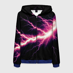 Толстовка 3D на молнии мужская Lightning pink, цвет: 3D-синий