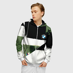 Толстовка 3D на молнии мужская BMW логотип, цвет: 3D-белый — фото 2