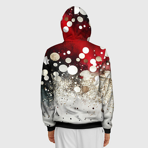 Мужская толстовка на молнии Красно-белый текстурный фон / 3D-Черный – фото 4