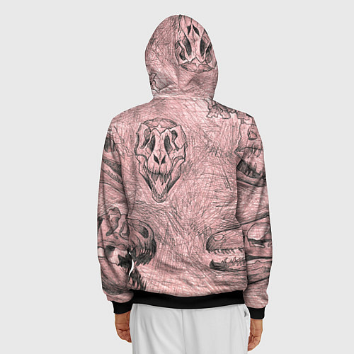 Мужская толстовка на молнии Черепа динозавров - эскиз / 3D-Черный – фото 4