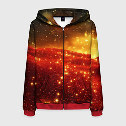 Мужская толстовка на молнии Красно-желтая блестящая текстура