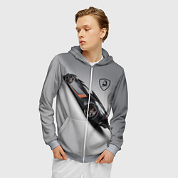 Толстовка 3D на молнии мужская Lamborghini - racing car, цвет: 3D-меланж — фото 2