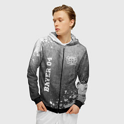 Толстовка 3D на молнии мужская Bayer 04 - grey gradient вертикально, цвет: 3D-черный — фото 2
