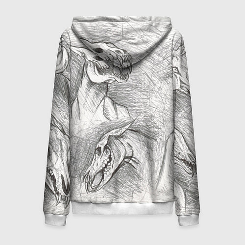 Мужская толстовка на молнии Черепа лошадей - эскиз / 3D-Белый – фото 2