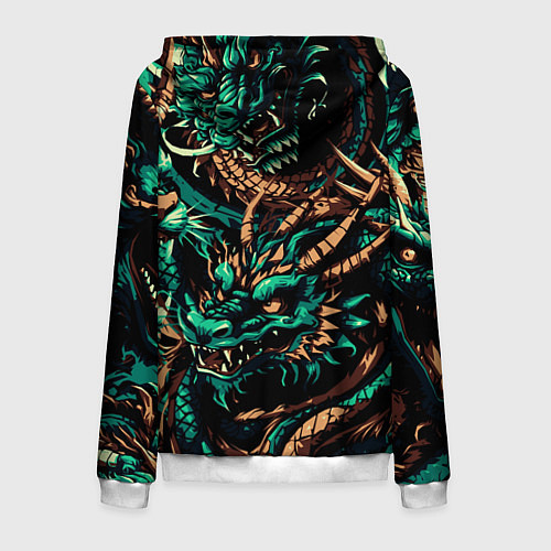Мужская толстовка на молнии Японские драконы ирезуми / 3D-Белый – фото 2