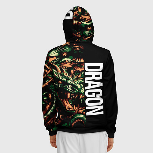Мужская толстовка на молнии Татуировка дракона ирезуми / 3D-Черный – фото 4