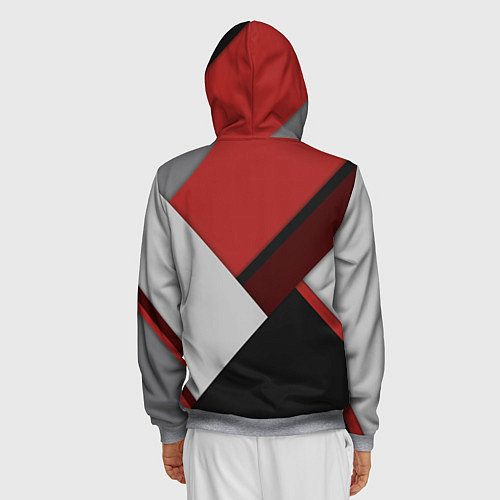 Мужская толстовка на молнии Color black red grey / 3D-Меланж – фото 4