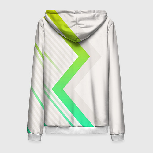 Мужская толстовка на молнии Color white line green / 3D-Белый – фото 2