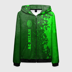 Толстовка 3D на молнии мужская AC Milan - green gradient по-вертикали, цвет: 3D-черный