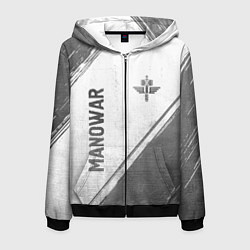 Мужская толстовка на молнии Manowar - white gradient вертикально