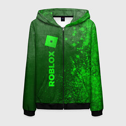 Толстовка 3D на молнии мужская Roblox - green gradient по-вертикали, цвет: 3D-черный