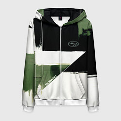 Толстовка 3D на молнии мужская Subaru эмблема, цвет: 3D-белый