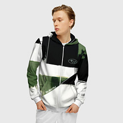 Толстовка 3D на молнии мужская Subaru эмблема, цвет: 3D-белый — фото 2