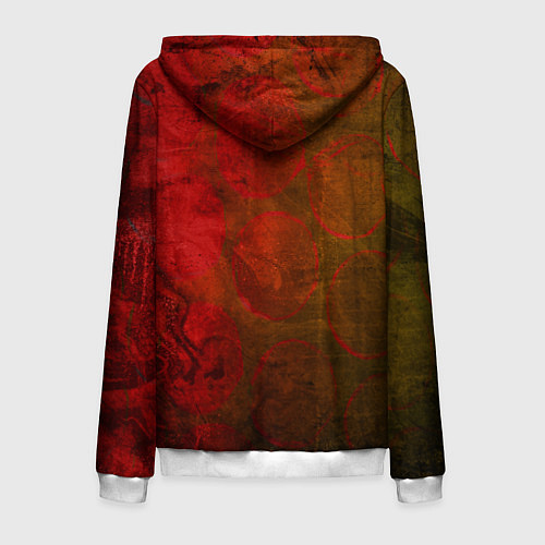 Мужская толстовка на молнии Абстракция - green circles in red / 3D-Белый – фото 2