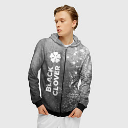 Толстовка 3D на молнии мужская Black Clover - grey gradient по-вертикали, цвет: 3D-черный — фото 2