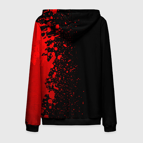 Мужская толстовка на молнии Among Us - red gradient по-вертикали / 3D-Черный – фото 2