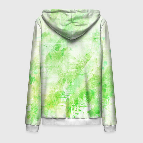 Мужская толстовка на молнии Абстракция - light green atom / 3D-Белый – фото 2
