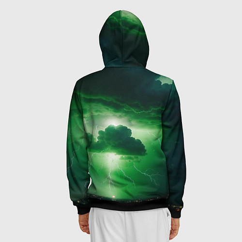 Мужская толстовка на молнии Зелёный гром / 3D-Черный – фото 4