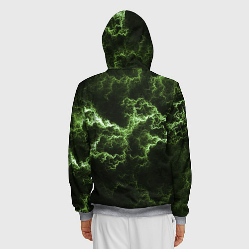 Мужская толстовка на молнии Lightning green glow / 3D-Меланж – фото 4