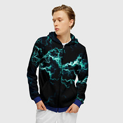 Толстовка 3D на молнии мужская Lightning light blue glow, цвет: 3D-синий — фото 2