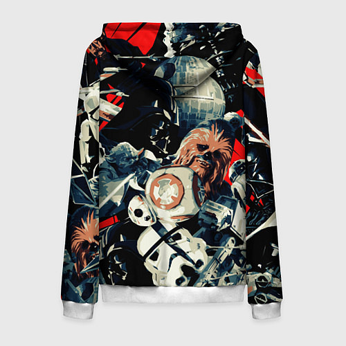 Мужская толстовка на молнии Звездные войны персонажи / 3D-Белый – фото 2