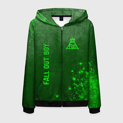 Толстовка 3D на молнии мужская Fall Out Boy - green gradient вертикально, цвет: 3D-черный