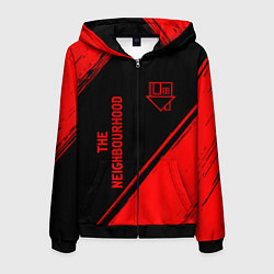 Толстовка 3D на молнии мужская The Neighbourhood - red gradient вертикально, цвет: 3D-черный
