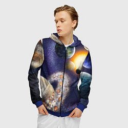 Толстовка 3D на молнии мужская Парад планет, цвет: 3D-синий — фото 2