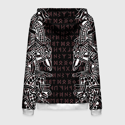 Мужская толстовка на молнии Дерево жизни и древние руны / 3D-Белый – фото 2