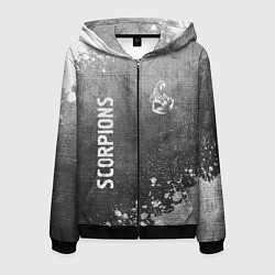 Толстовка 3D на молнии мужская Scorpions - grey gradient вертикально, цвет: 3D-черный