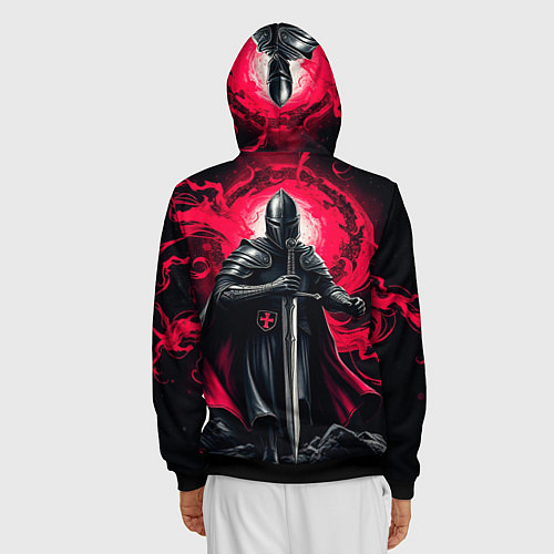 Мужская толстовка на молнии Рыцарь-крестоносец ордена красной звезды / 3D-Черный – фото 4