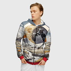 Толстовка 3D на молнии мужская Река и планеты, цвет: 3D-красный — фото 2