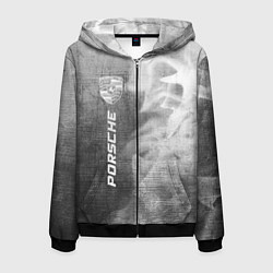 Толстовка 3D на молнии мужская Porsche - grey gradient по-вертикали, цвет: 3D-черный