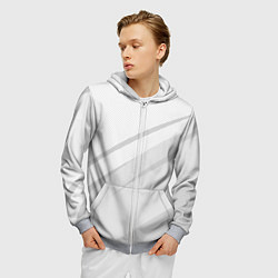 Толстовка 3D на молнии мужская Светлый серый текстура с полосой, цвет: 3D-меланж — фото 2
