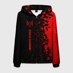 Мужская толстовка на молнии Watch Dogs - red gradient по-вертикали