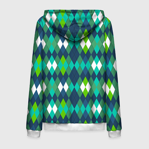 Мужская толстовка на молнии Разноцветные ромбы геометрия / 3D-Белый – фото 2