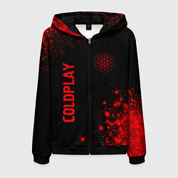 Толстовка 3D на молнии мужская Coldplay - red gradient вертикально, цвет: 3D-черный