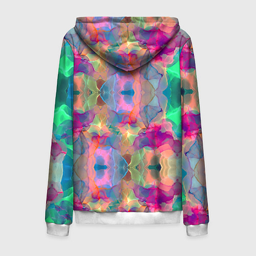 Мужская толстовка на молнии Яркие абстрактные разводы акварели / 3D-Белый – фото 2