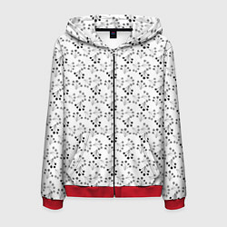 Толстовка 3D на молнии мужская Черно белый ягодный узор ретро, цвет: 3D-красный