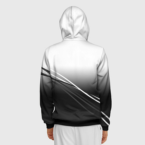 Мужская толстовка на молнии Градиент с полосами из белого в тёмный / 3D-Черный – фото 4